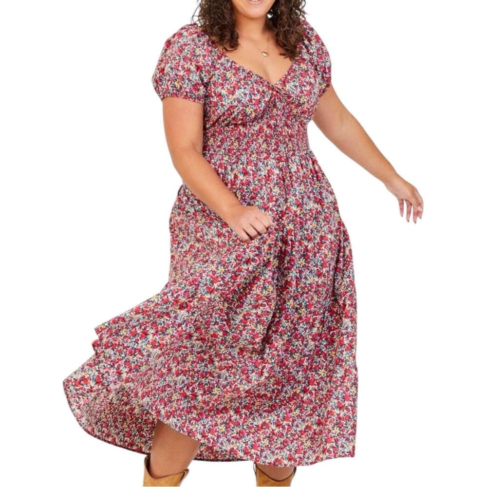 Arula Plus Size Red Floral Claire Maxi Dress